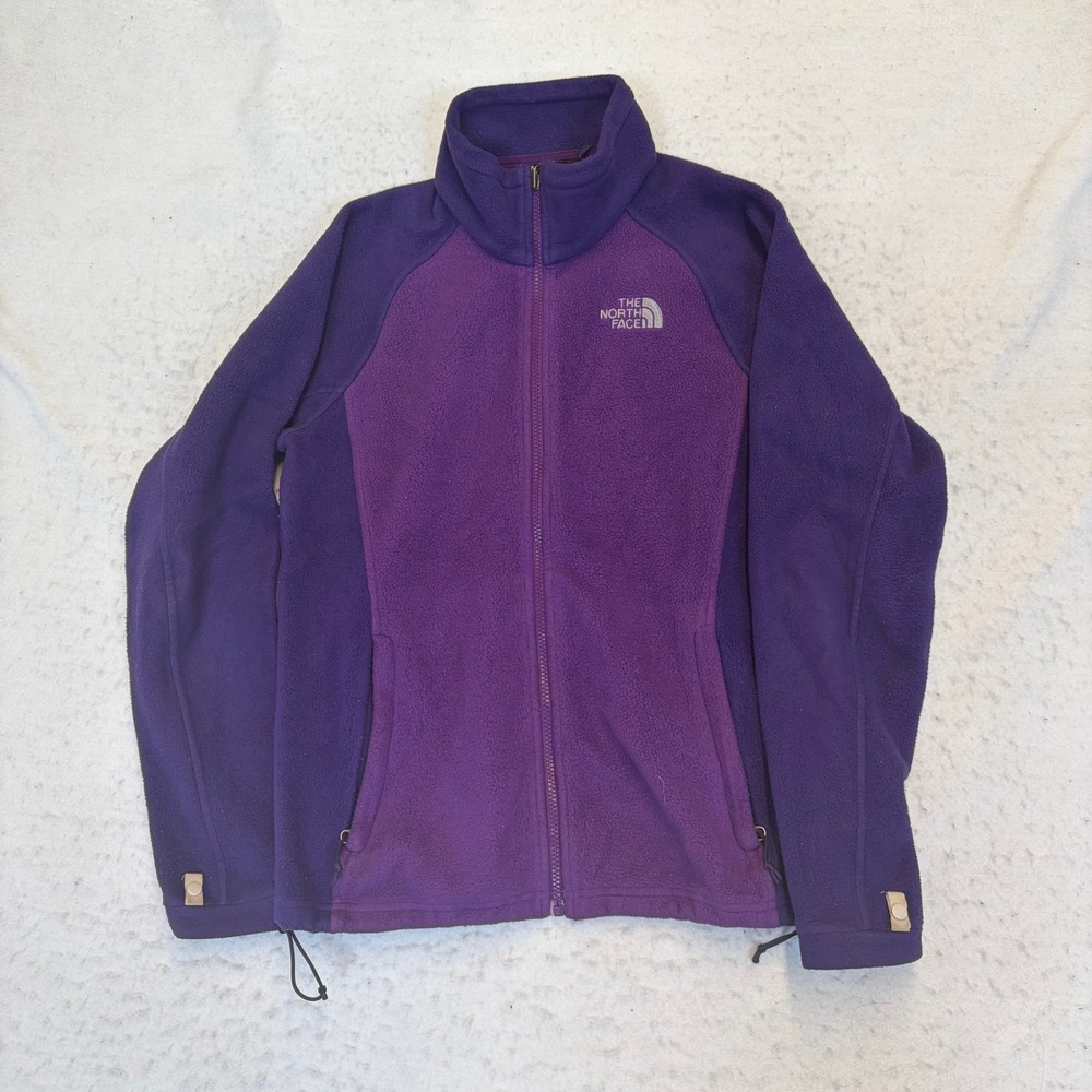 The North Face Fleece Jacket Womens M Purple Full Zip Two Tone Mock Neck